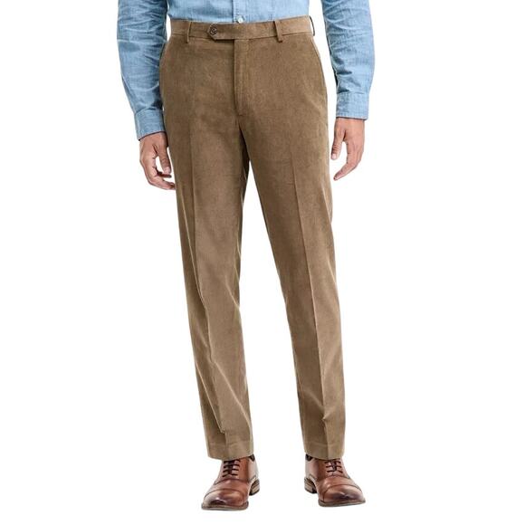 Tommy Hilfiger Men's Taupe Solid Corduroy Cotton Modern-Fit Pants Size 44x30 - Picture 1 of 5